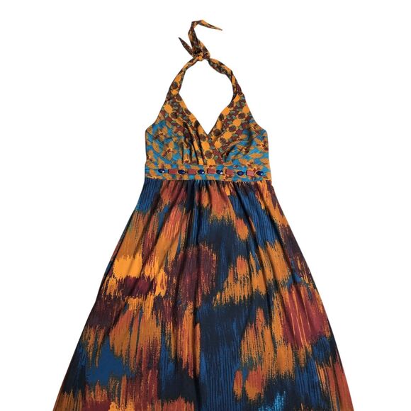 Vintage Y2K Rabbit Rabbit Rabbit Maxi Dress 8 Halter Babydoll Western Boho 90s - Picture 7 of 15